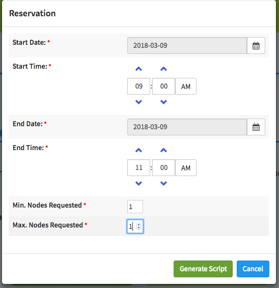 Generating a reservation script