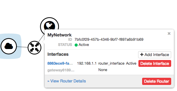 The Router interface in the Network Topology page