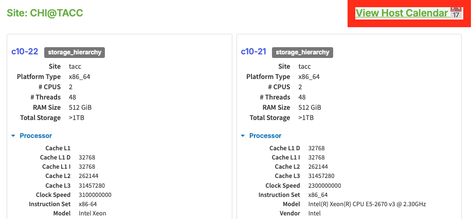 Node detail view with availability and reserve buttons