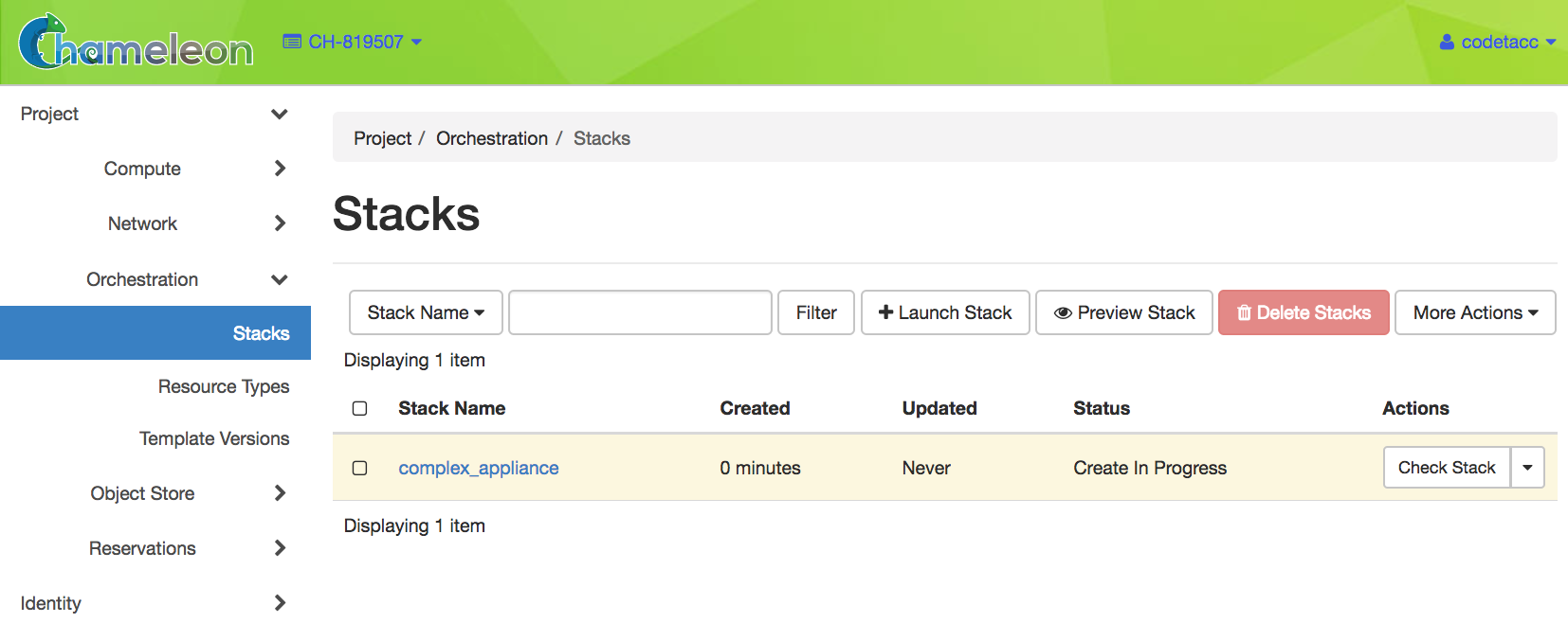 A Complex Appliance with the Create in Progress status
