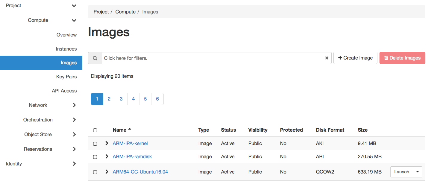 The Images page