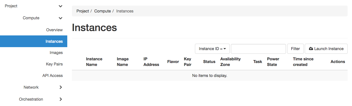 The Instances page