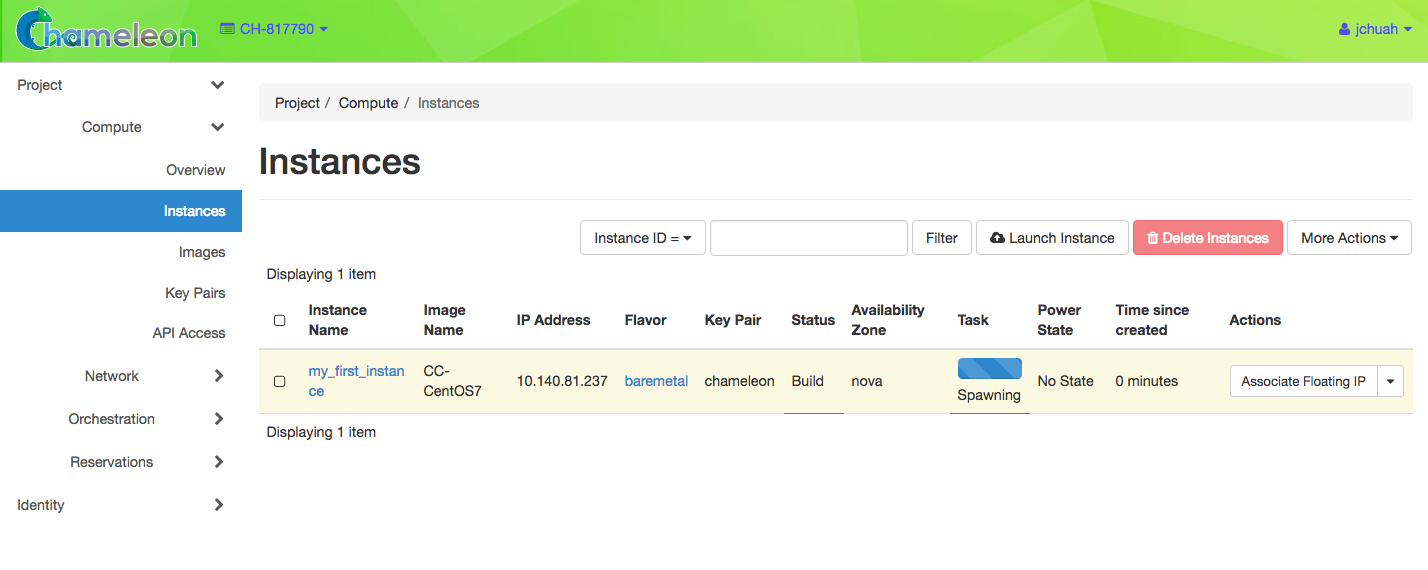An Instance with the Build status