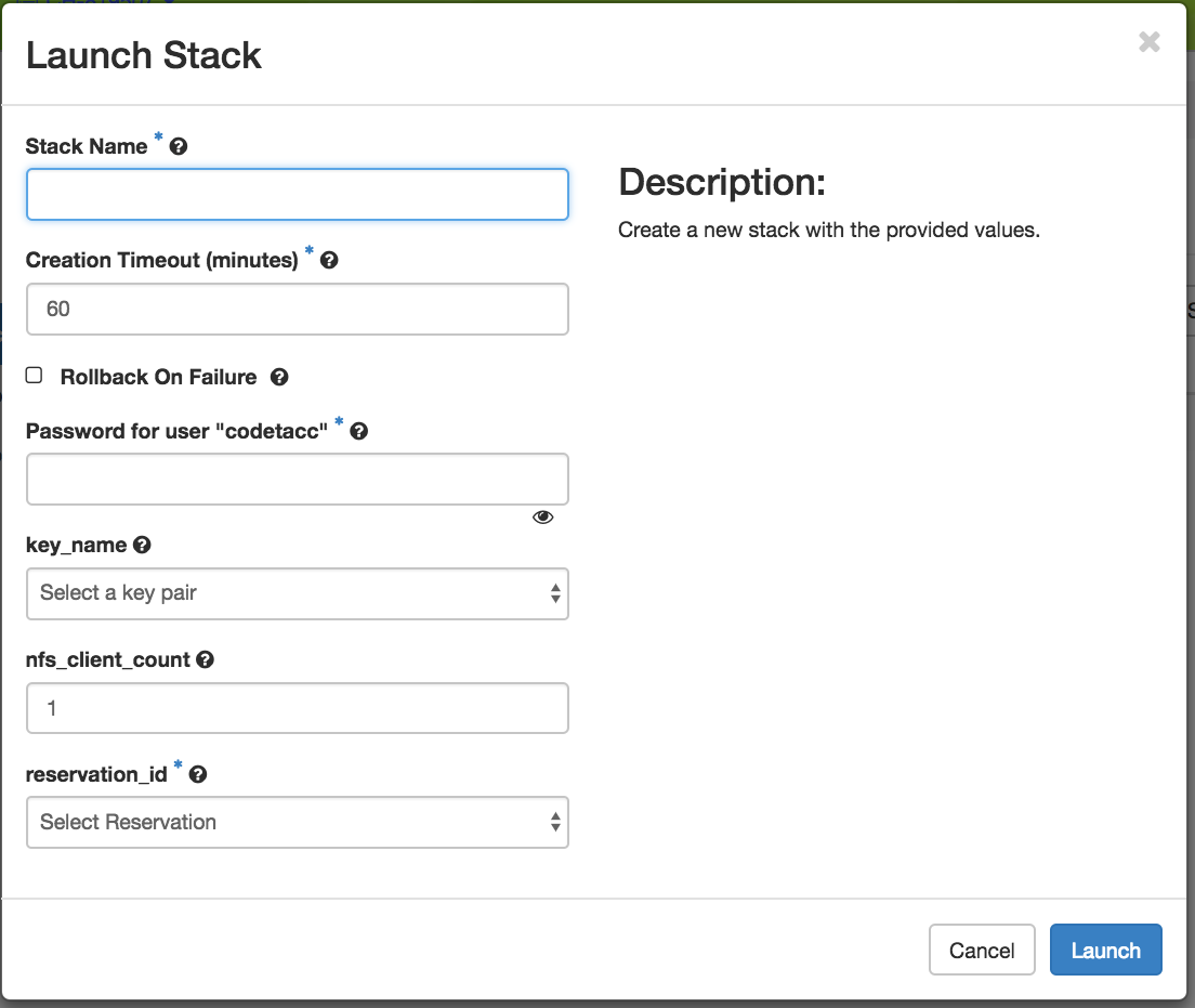 The Launch Stack step