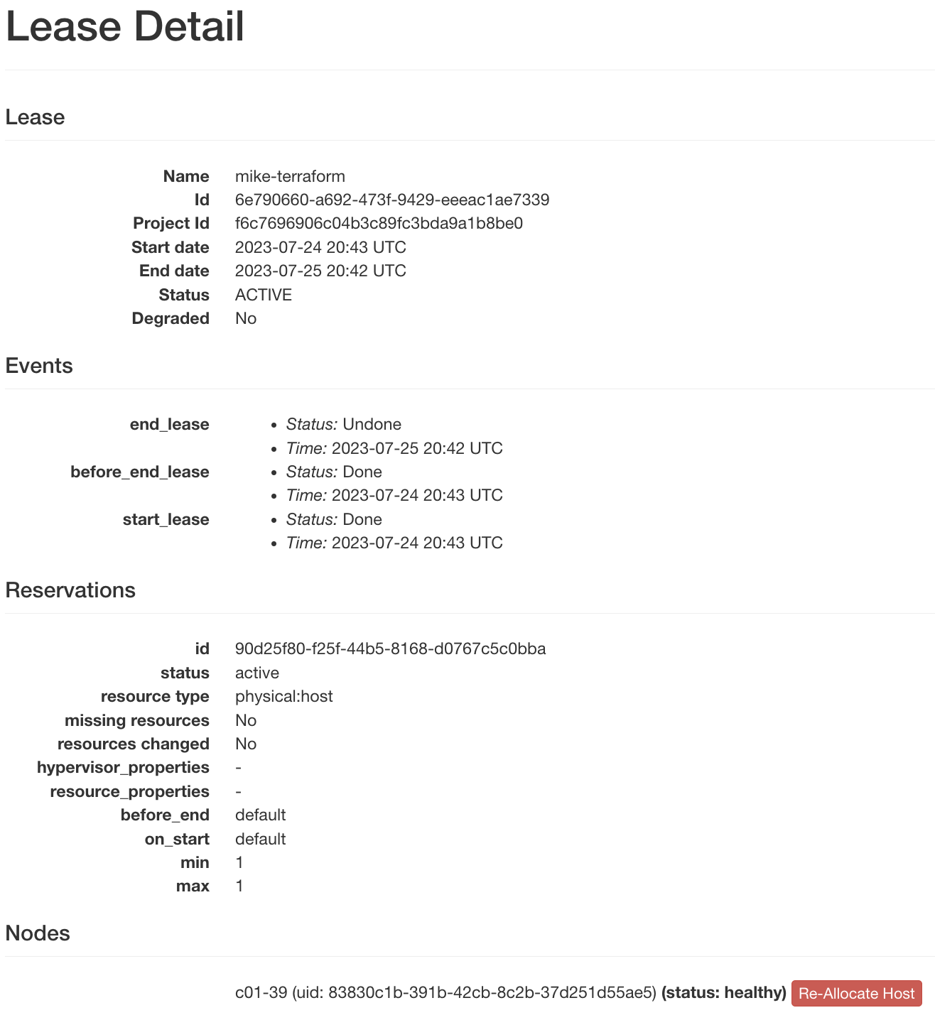 Lease details page