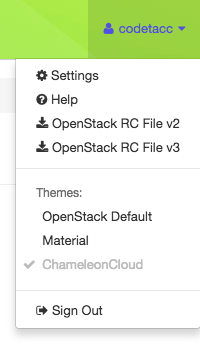 The user dropdown menu