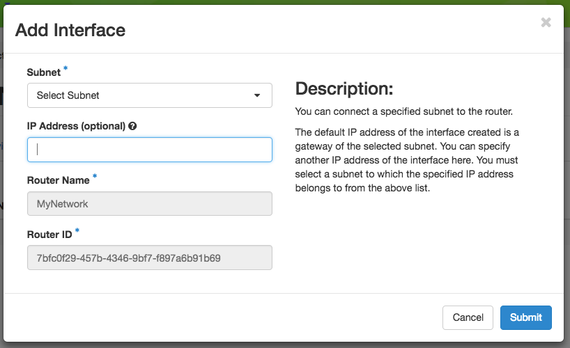 The Add Interface dialog