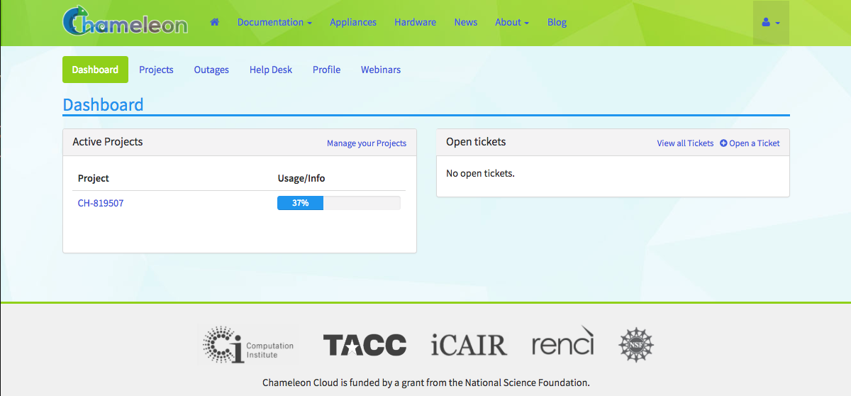 The project dashboard