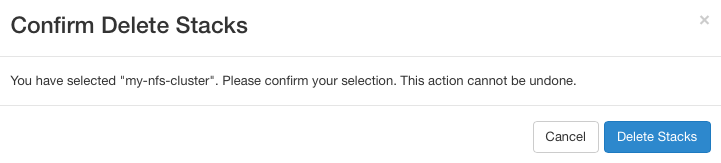 Confirm deleting stack dialog