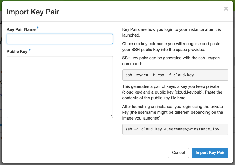 Importing a public key