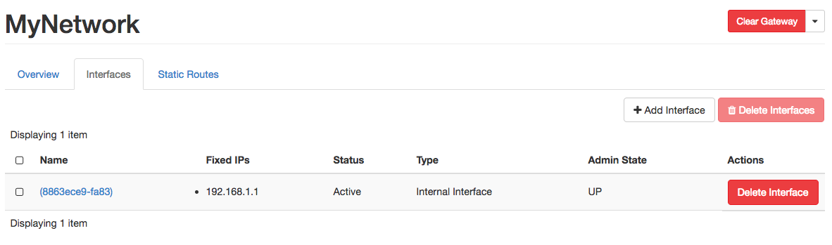 The Interfaces tab in the Router detail page