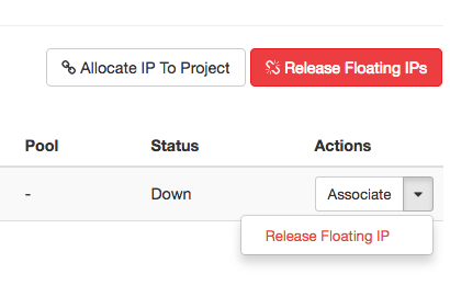Releasing a Floating IP address