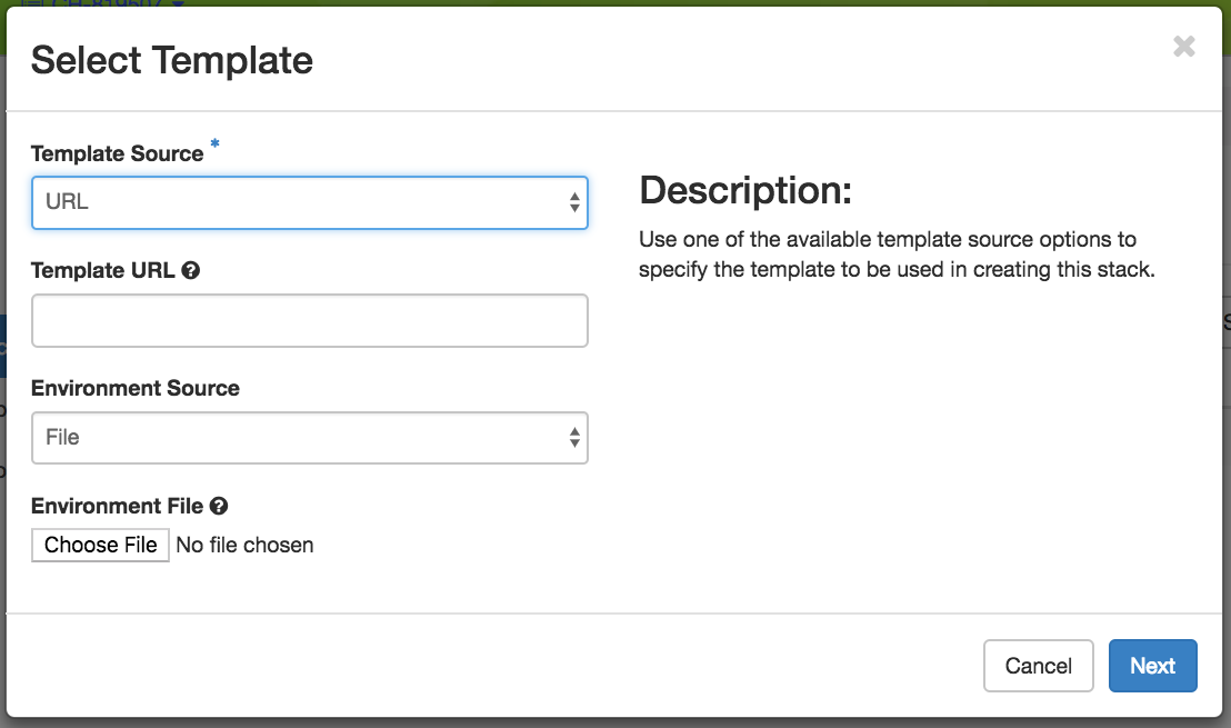 The Select Template step