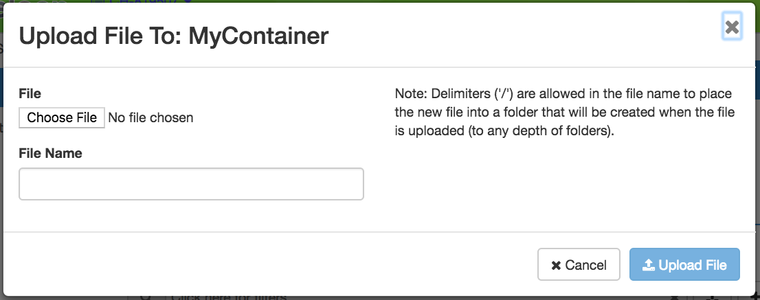 The Upload File dialog
